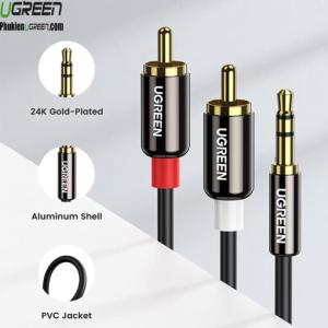 Cáp chuyển Ugreen 10513 3.5mm sang 2 đầu hoa sen RCA 5M