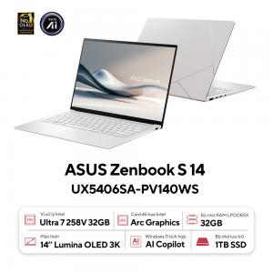 Laptop Asus Zenbook S 14 OLED UX5406SA-PV140WS (Intel Core Ultra 7 Processor 258V | 14 inch 3K OLED | Intel Arc | 32GB | 1TB | Win 11 | Office |Trắng