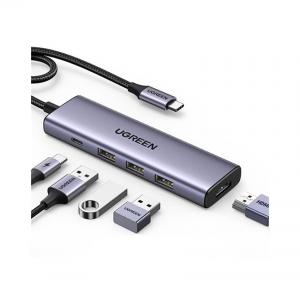 Bộ chuyển đổi Type C 5 trong 1 Ugreen 15596 (Từ Type C ra HDMI 4K@30Hz, USB-A x3, Sạc PD 100W)