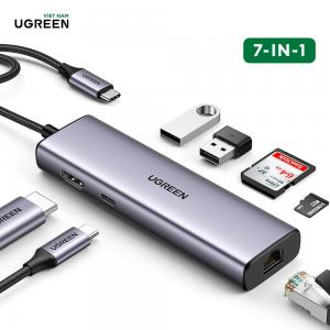 Bộ chuyển đổi USB Type-C sang HDMI+SD+TF+2 cổng USB 3.0+RJ45 Ugreen 90568